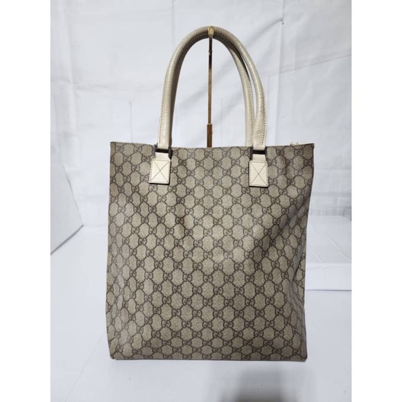 Authentic GUCCI GG Plus Monogram Small Vertical Tote Bag Off White/Beige - Picture 4 of 15